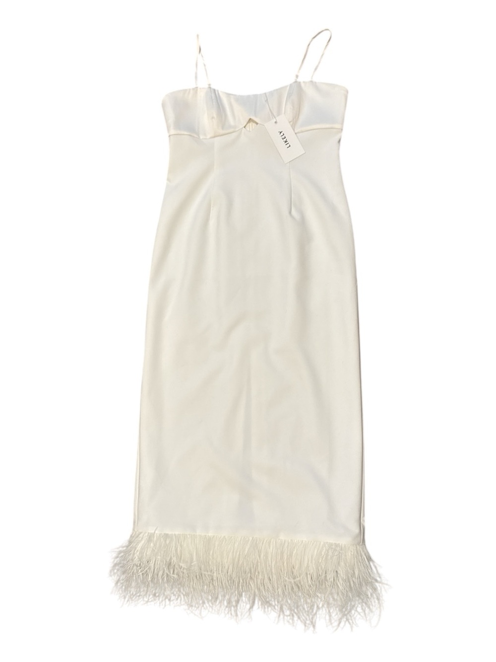 NWT White Likely dress with feather trim - size 12